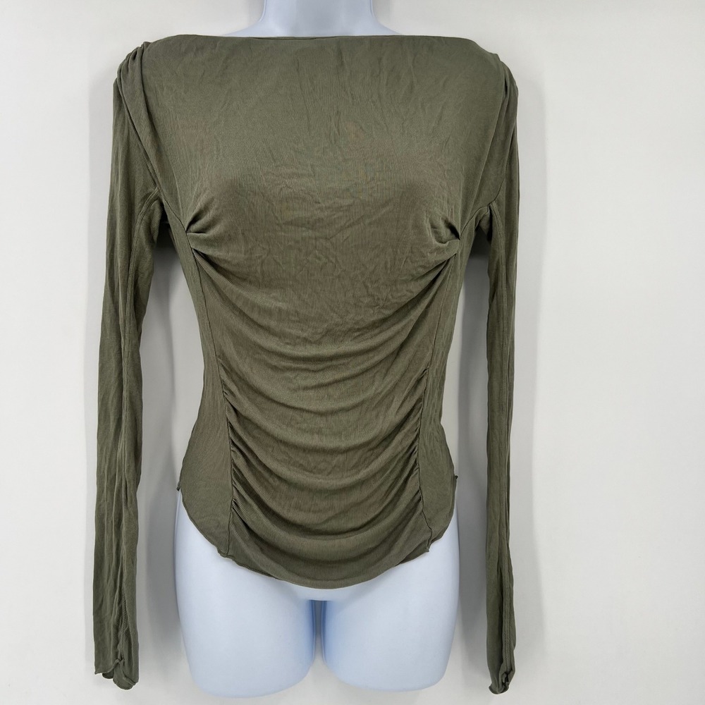 Intimately Free People Size Small S Olive Green Ruched Night We Met Top